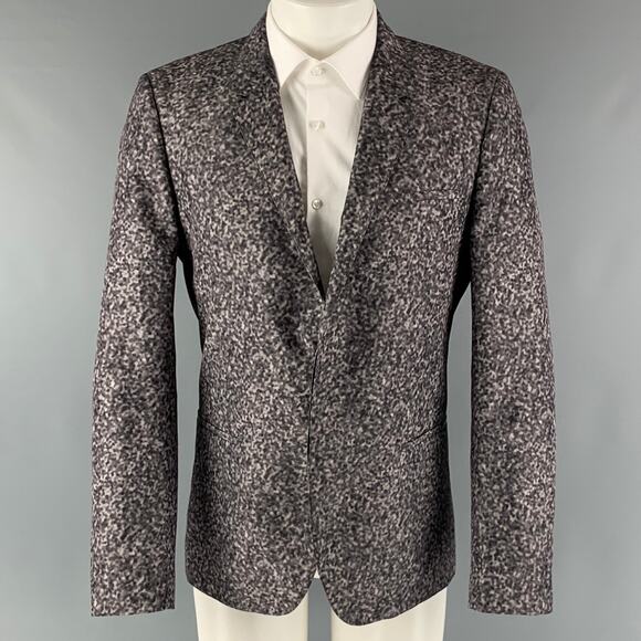 CALVIN KLEIN 'COLLECTION' Size 42 Grey Olive Abstract Polyester Sport Coat - Picture 1 of 1